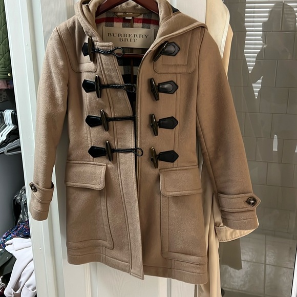 Burberry Jackets & Blazers - EUC Burberry Brit wool longer coat with hood size 2